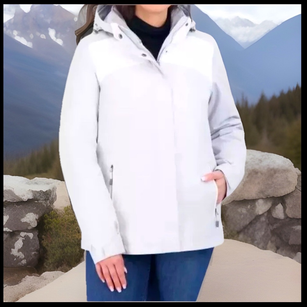 Gerry Ski Jacket W/Detach Hoodie Full Zip Pockets Out & In Powder Skirt 👍Hole XL